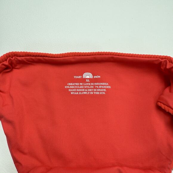 Free People x Toast Signature Stitch Ribbed Bikini Bottom Size XL Fire‎ Coral - Picture 4 of 7
